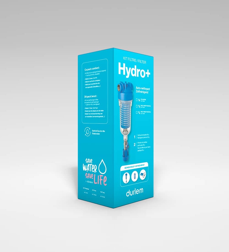 HYDRO+ ZELFREINIGENDE VOORFILTER VOOR STADSWATER DURLEM KIT 3/4" POLYESTER