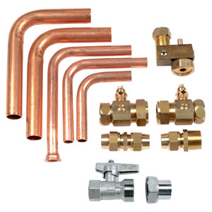[306225] CONNECTION SET. WITH GAS SHUTOFF + 3/4 GAS VALVE FOR COMBI